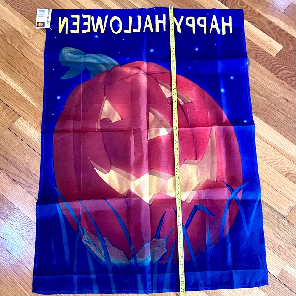 Rare Vintage 2001 Joe Stokes Happy Halloween Pumpkin Flag (40" x 28") New - Picture 2 of 4
